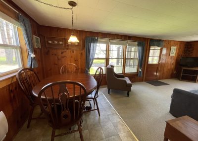 A dining table and four chairs